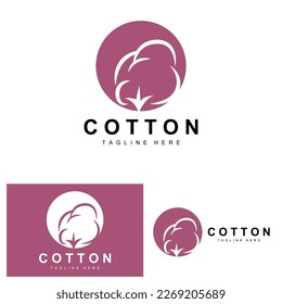Cotton Logo, Soft Cotton Flower Design Vector Natural Organic Plants Apparel Materials And Beauty Textiles