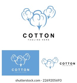 Cotton Logo, Soft Cotton Flower Design Vector Natural Organic Plants Apparel Materials And Beauty Textiles