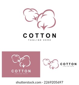 Cotton Logo, Soft Cotton Flower Design Vector Natural Organic Plants Apparel Materials And Beauty Textiles