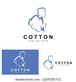 Logotipo De Algodón, Vector De Diseño De Flor De Algodón Blando Plantas Orgánicas Naturales Materiales De Aparición Y Textiles De Belleza