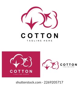 Logotipo De Algodón, Vector De Diseño De Flor De Algodón Blando Plantas Orgánicas Naturales Materiales De Aparición Y Textiles De Belleza