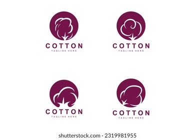 Cotton Logo, Soft Cotton Flower Design Vektor Natural Organic Plants Bekleidung Materialien und Beauty Textilien