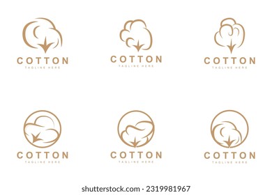 Cotton Logo, Soft Cotton Flower Design Vector Natural Organic Plants Apparel Materials And Beauty Textiles