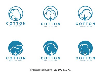 Logotipo De Algodón, Vector De Diseño De Flor De Algodón Blando Plantas Orgánicas Naturales Materiales De Aparición Y Textiles De Belleza