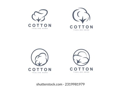 Cotton Logo, Soft Cotton Flower Design Vector Natural Organic Plants Apparel Materials And Beauty Textiles