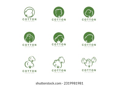 Cotton Logo, Soft Cotton Flower Design Vector Natural Organic Plants Apparel Materials And Beauty Textiles