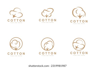 Cotton Logo, Soft Cotton Flower Design Vector Natural Organic Plants Apparel Materials And Beauty Textiles