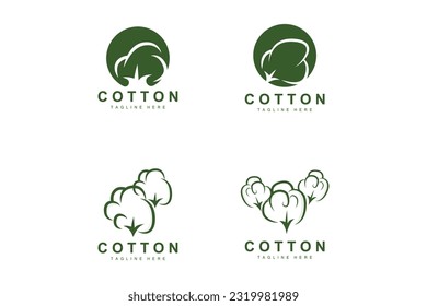 Cotton Logo, Soft Cotton Flower Design Vector Natural Organic Plants Apparel Materials And Beauty Textiles