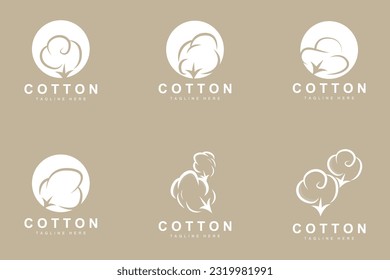 Cotton Logo, Soft Cotton Flower Design Vector Natural Organic Plants Apparel Materials And Beauty Textiles