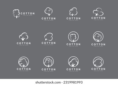Logotipo De Algodón, Vector De Diseño De Flor De Algodón Blando Plantas Orgánicas Naturales Materiales De Aparición Y Textiles De Belleza