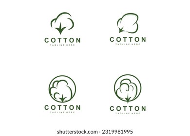 Cotton Logo, Soft Cotton Flower Design Vector Natural Organic Plants Apparel Materials And Beauty Textiles