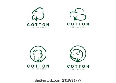 Cotton Logo, Soft Cotton Flower Design Vector Natural Organic Plants Apparel Materials And Beauty Textiles