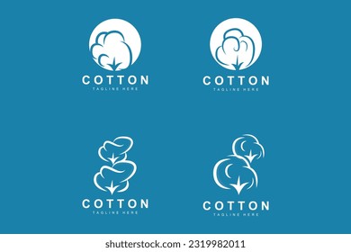Logotipo De Algodón, Vector De Diseño De Flor De Algodón Blando Plantas Orgánicas Naturales Materiales De Aparición Y Textiles De Belleza