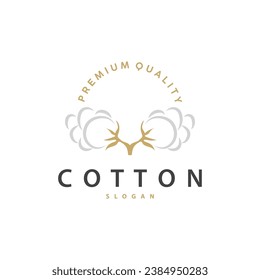 Cotton Logo, Soft and Smooth Cotton Plant Design for Business Brands with Simple Lines And Stem