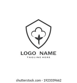 Naturaleza del símbolo vectorial de la plantilla de logotipo de algodón