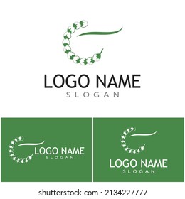 Naturaleza del símbolo vectorial de la plantilla de logotipo de algodón