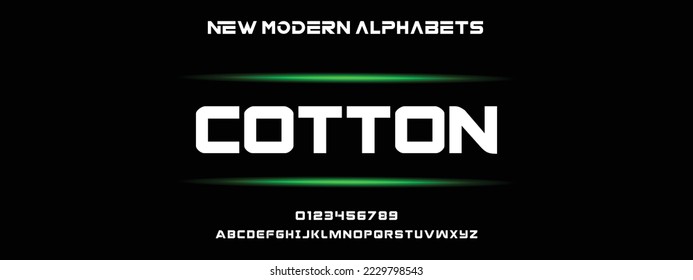 COTTON Modern Bold Font. Regular Italic Number Typography urban style alphabet fonts for fashion, sport, technology, digital, movie, logo design, vector illustration