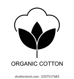 Cotton organic icon, clothing symbol natural symbol, web graphic vector illustration .