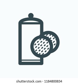 Cotton pad container icon. Cotton disk  organiser storage vector icon