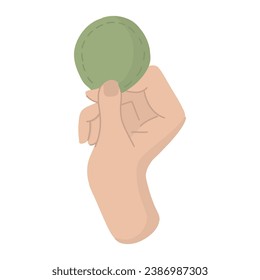 Cotton pad in hand, spa treatment, facial cleansing. A single vector illustration for a spa salon.