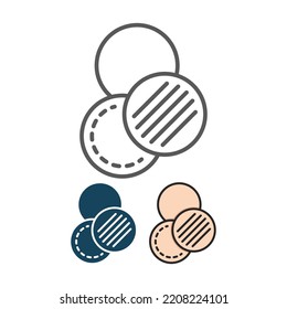 Cotton pad icon set. linear style sign for mobile concept and web design. Round Cotton Pads vector icon. Symbol, logo illustration. Vector graphics