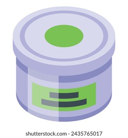 Baumwollpad runde Box Symbol isometrische Vektor. Pflegematerial. Boxrunder Kreis