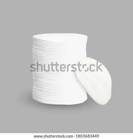 Cotton Pad Stack Cleaning Face Cosmetic Vector. Cotton Facial Skin Sanitary Healthcare Softness Bathroom Hygienic Accessory. Removal Makeup Spa Salon Treatment Layout Realistic 3d Illustration