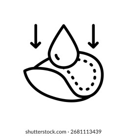 Almofadas de algodão com ícone de vetor de contorno de gota. Símbolo, ilustração de logotipo. Gráficos vetoriais.