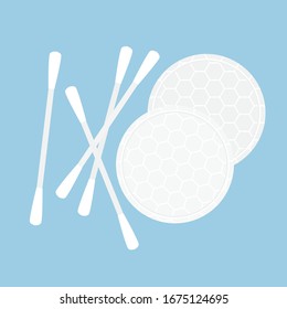cotton pads and ear swabs- vector illustration