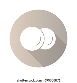 Cotton pads flat design long shadow glyph icon. Cotton discs. Vector silhouette illustration