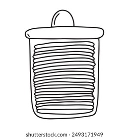 Cotton pads in glass jar vector sketch