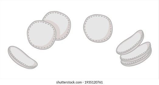 Cotton pads. Hygiene, cosmetology. Outline vector illustration on a white background.