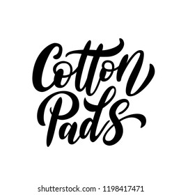 Cotton pads label. Text logo lettering. Hand drawn vector illustration for your design. Print ad, pack, packaging, packing.