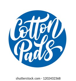 Cotton pads label. Text logo lettering. Hand drawn vector illustration for your design. Print ad, pack, packaging, packing.