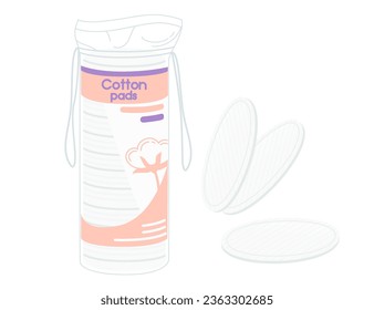 Cotton pads in plastic pouch bag vector illustration isolated on white background