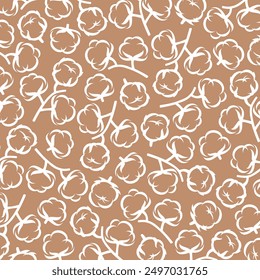 Cotton pattern background set. Collection cotton icons. Vector