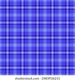 Cotton pattern textile texture, full vector plaid background. Elegance check fabric tartan seamless in indigo and blue colors palette.