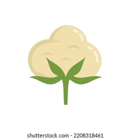 Cotton Plant Icon. Flat Illustration Of Cotton Plant Vector Icon Isolated On White Background