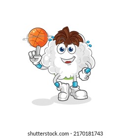 The Cotton Playing Basket Ball Mascot. Cartoon Vector