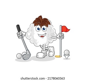 the cotton playing golf vector. cartoon character
