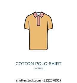 Cotton Polo Shirt Icon From Clothes Collection. Thin Outline Cotton Polo Shirt, Cotton, Shirt Detailed Offset Lineal Color Icon Isolated On White Background. Line Vector Cotton Polo Shirt Sign, Symbol