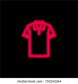 Cotton Polo Shirt red glowing neon ui ux icon. Glowing sign logo vector