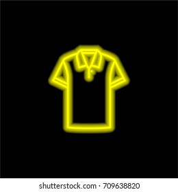 Cotton Polo Shirt yellow glowing neon ui ux icon. Glowing sign logo vector