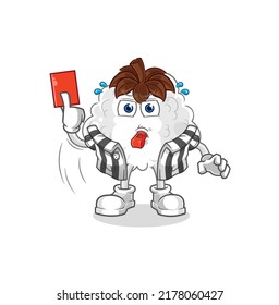 the cotton referee with red card illustration. character vector