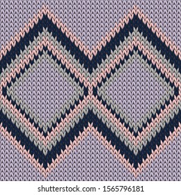 Cotton rhombus argyle christmas knit geometric vector seamless. Carpet knit effect ornament. Traditional seamless knitted pattern. Winter holidays wallpaper.