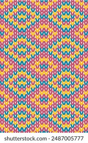 Cotton rhombus argyle knit texture geometric vector seamless. Rug knitwear fabric print. Winter seamless knitted pattern. 