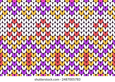 Cotton rhombus argyle knit texture geometric vector seamless. Rug knitwear fabric print. Winter seamless knitted pattern. 