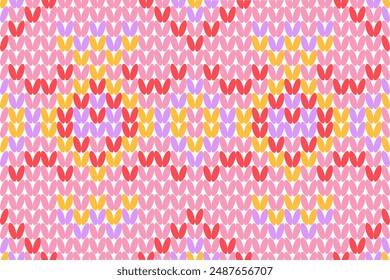 Cotton rhombus argyle knit texture geometric vector seamless. Rug knitwear fabric print. Winter seamless knitted pattern.