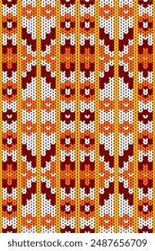 Textura de punto de argyle de algodón rombo Vector geométrico sin costuras. Alfombra de tejido de punto estampado. Patrón de punto sin costuras de invierno.