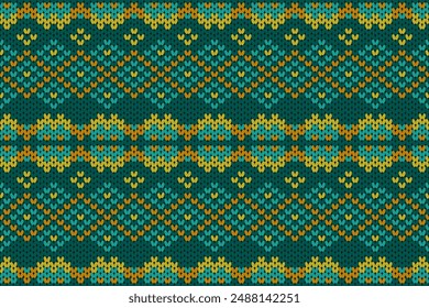 Cotton rhombus argyle knit texture geometric vector seamless. Rug knitwear fabric print. Winter seamless knitted pattern.